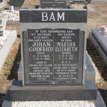 BAM Johan Godfried 1926-1989 &amp; Martha Elizabeth 1922-2001