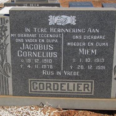 CORDELIER Jacobus Cornelius 1910-1978 &amp; Miem 1913-1991