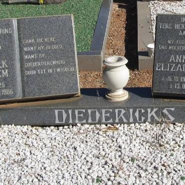 DIEDERICKS Schalk Willem 1925-1986 &amp; Anna Elizabeth 1927-1980