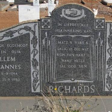 RICHARDS Willem Johannes 1914-1982 &amp; Helen Edith SWANEPOEL 1915-1991