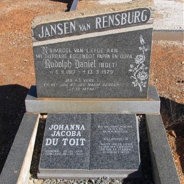 RENSBURG Rudolph Daniel, Jansen van 1917-1979 :: DU TOIT Johanna Jacoba 1933-2007