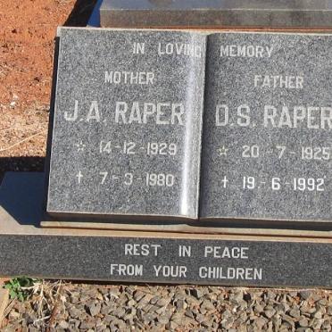 RAPER J.A. 1929-1980 &amp; D.S. 1925-1992