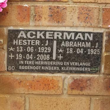 ACKERMAN Abraham J. 1925- &amp; Hester J. 1929-2008