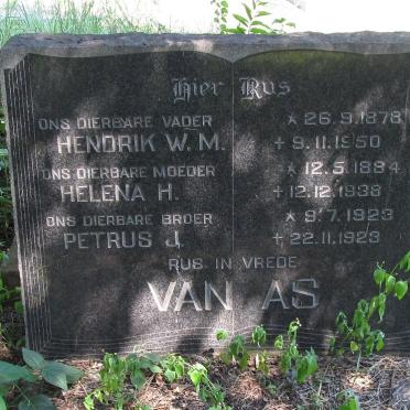 AS Hendrik W.M., van1878-1950 &amp; Helena H. 1884-1938 :: VAN AS Petrus J. 1923-1923