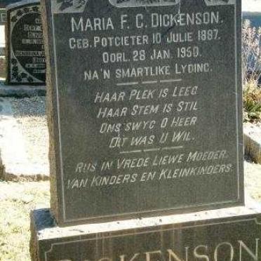 DICKENSON Maria F.C. nee POTGIETER 1887-1950