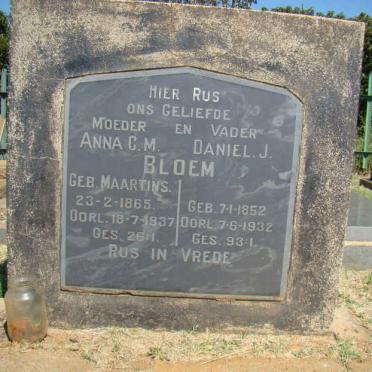 BLOEM Daniel J. 1852-1932 &amp; Anna C.M. MAARTINS 1865-1937