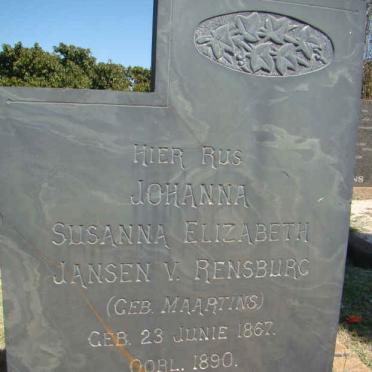 RENSBURG Johanna Susanna Elizabeth, Jansen v. nee MAARTINS 1867-1890