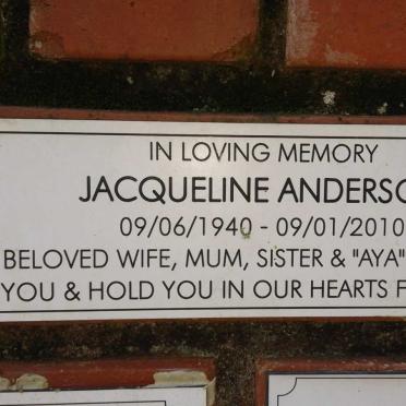 ANDERSON Jacqueline 1940-2010