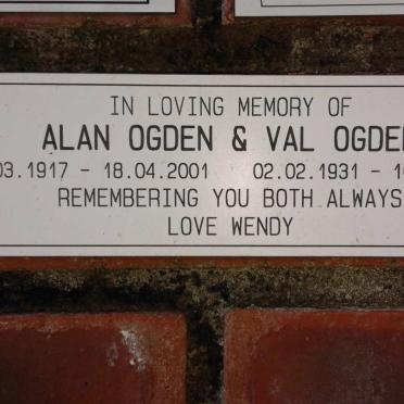 OGDEN Alan 1917-2001 &amp; Val 1931-2004