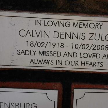 ZULCH Calvin Dennis 1918-2008