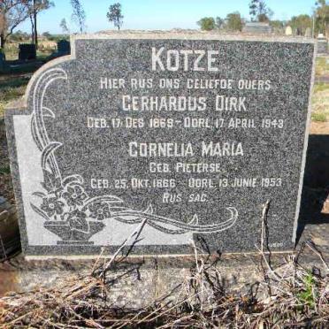 KOTZE Gerhardus Dirk 1869-1943 &amp; Cornelia Maria PIETERSE 1866-1953