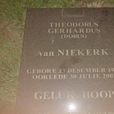 NIEKERK Theodorus Gerhardus, van 1924-2002