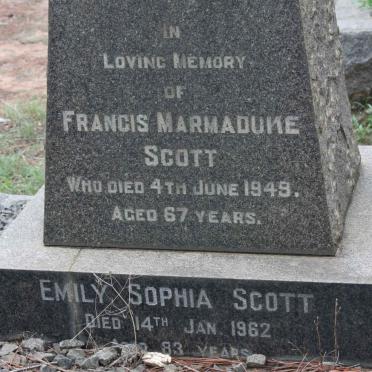 SCOTT Francis Marmaduke -1949 &amp; Emily Sophia -1962