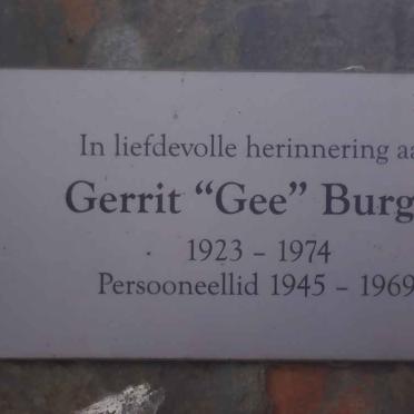 BURGER Gerrit 1923-1974