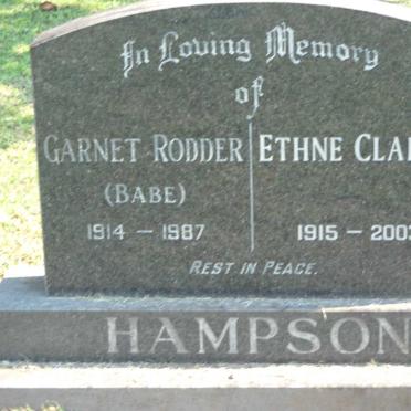 HAMPSON Garnet Rodder 1914-1987 &amp; Ethne Clarice 1915-2003
