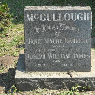 McCULLOUGH Joseph William James 1888-1983 &amp; Janie Maud Barkell 1902-1981