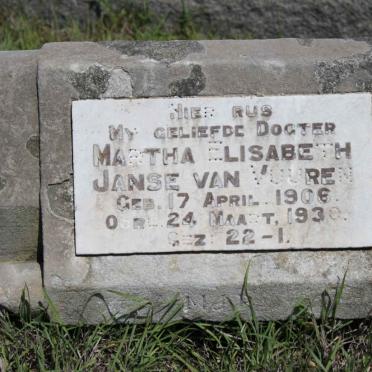 VUUREN Martha Elisabeth, Janse van 1906-1930