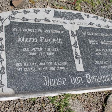 RENSBURG Jurie Johannes, Janse van  1887-1969 &amp; Johanna Elizabeth nee MEYER 1892-1959