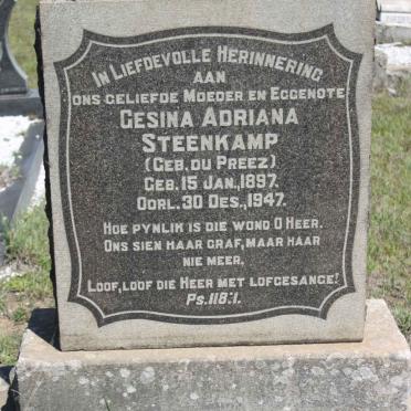 STEENKAMP Gesina Adriana nee DU PREEZ 1897-1947
