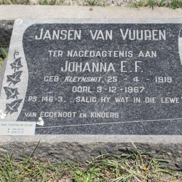 VUUREN Johanna E.F., Jansen van nee KLEYNSMIT 1919-1967