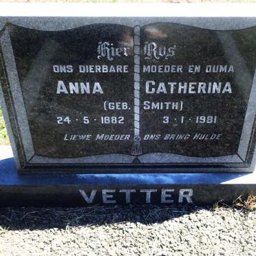 VETTER Anna Catherina nee SMITH 1882-1981