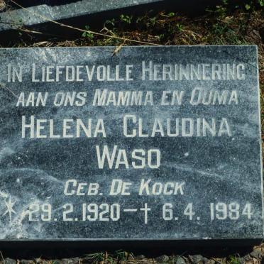 WASO Helena Claudina nee DE KOCK 1920-1984