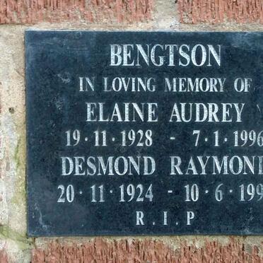 BENGTSON Desmond Raymond 1924-1999 &amp; Elaine Audrey 1928-1996