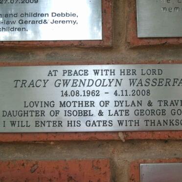 WASSERFALL Tracy Gwendolyn nee GOSWELL 1962-2008