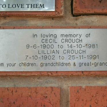 CROUCH Cecil 1900-1981 &amp; Lillian 1902-1991