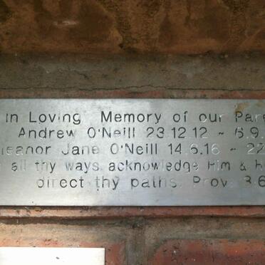 O’NEILL Andrew 1912-1964 &amp; Eleanor Jane 1916-1992