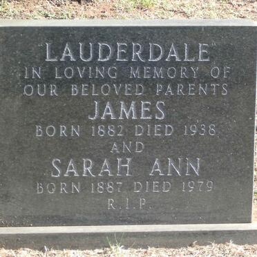 LAUDERDALE James 1882-1938 &amp; Sarah Ann 1887-1979