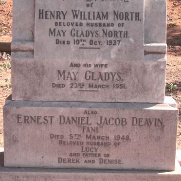 NORTH Henry William -1937 &amp; May Gladys -1951 :: DEAVIN Ernest Daniel Jacob -1948