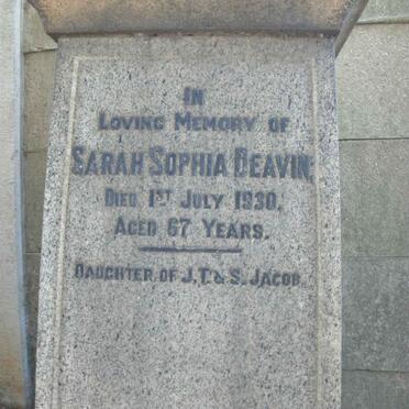 DEAVIN Sarah Sophia nee JACOB -1930