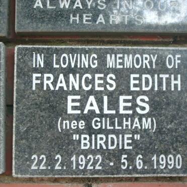 EALES Frances Edith nee GILLHAM 1922-1990