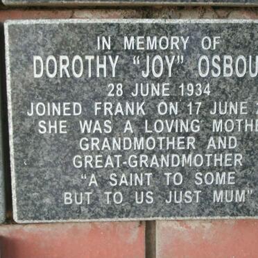 OSBOURN Dorothy 1934-2012