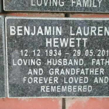 HEWETT Benjamin Laurence  1934-2011