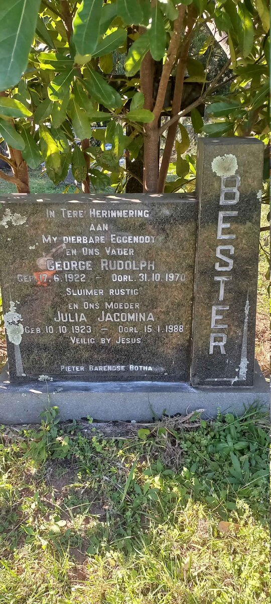 BESTER George Rudolph 1922-1970 & Julia Jacomina 1923-1988