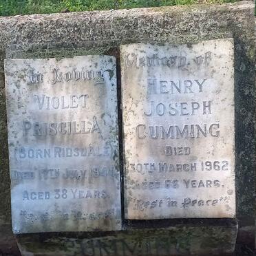 CUMMING Henry Joseph -1962 & Violet Priscilla nee RIDSDALE -1944