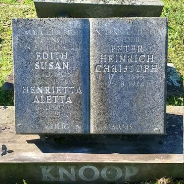 KNOOP Peter Heinrich Christoph 1895-1974 & Edith Susan 1908-1970 :: KNOOP Henrietta Aletta 1939-1940 