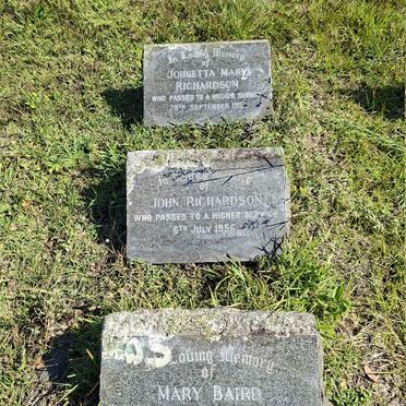 RICHARDSON Johnetta Mary -1951 :: RICHARDSON John -1956 :: RICHARDSON Mary Baird -1961