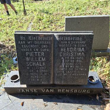 RENSBURG Pieter Willem Schalk, Janse van 1912-1988 & Hendrina Christina 1920-1991