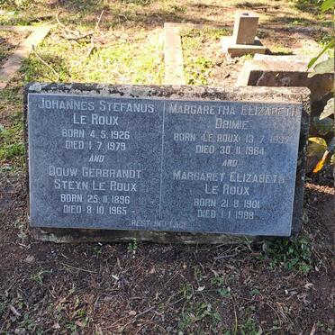 ROUX Johannes Stefanus, le 1926-1979 :: ROUX Douw Gerbrandt Steyn, le 1896-1965 :: DRIMIE Margaretha Elizabeth nee LE ROUX 1937-1964