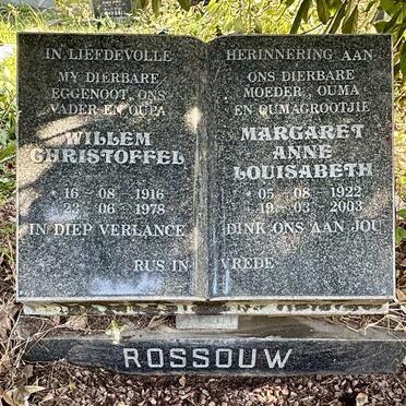 ROSSOUW Willem Christoffel 1916-1978 & Margaret Anne Louisabeth 1922-2003 