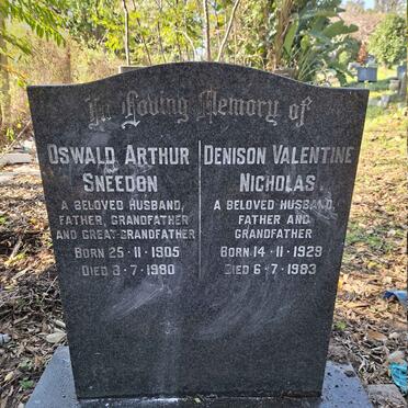 SNEEDON Oswald Arthur 1905-1980 :: NICHOLAS Denison Valentine 1929-1983