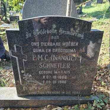 SCHNETLER P.M.C. nee MARAIS 1886-1986