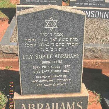 ABRAHAMS Lily Sophie nee ELLIS 1882-1963