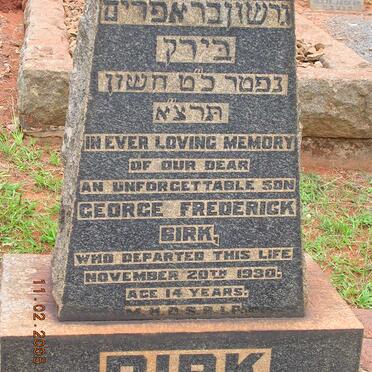 BIRK George Frederick -1930