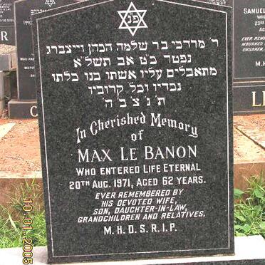 BANON Max, le -1971 &amp; Pessa Sava -1989