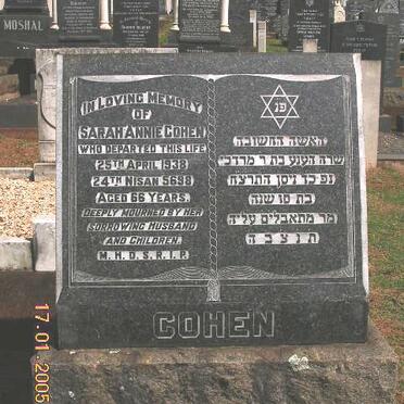 COHEN Sarah Annie -1938