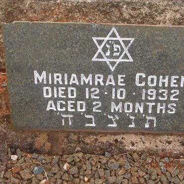 COHEN Miriam Rae -1932